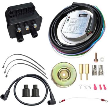 Imagem de VANLISON Kit de ignição de fogo único programável | Atualização de desempenho compatível com Harley Big Twin 1970-1999 e Sportster 1986-2003 | com bobina e módulo | Peça # 53-660