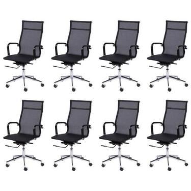 Imagem de Kit 8 Cadeiras Escritorio Presidente Esteirinha material sintético 330