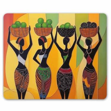 Imagem de Mouse pad gamer africano Smooffly personalizado, tapete para mousepad grande de borracha grossa antiderrapante para quatro mulheres africanas