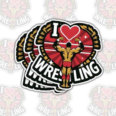 Imagem de 3 peças de adesivos I Love Wrestling, decalques engraçados de vinil com citação de artes marciais para laptop, caderno, diário, garrafa hidráulica, tablet, garrafa de água, para-choque de carro