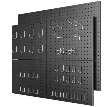 Imagem de 7S garage Peg Board, pacote com 8 painéis de metal Pegboard, organizador de parede, ferramentas Pegboard sistema de armazenamento para bancada, armazenamento de ferramentas de garagem, organização de