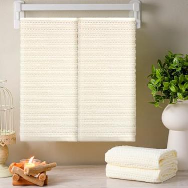 Imagem de Mindsoft Pacote com 4 toalhas de mão em creme padrão listrado waffle 100% algodão toalhas de mão macias para banheiro 33 x 73 centímetros toalhas de waffle absorventes para banheiro cozinha