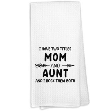 Imagem de KTYHD Aunt Gifts Toalhas de mão de cozinha, I Have Two Titles mom and Aunt Toalhas de mão decorativas para banheiro cozinha casa, anúncio de gravidez de tia, presentes para tias e tia