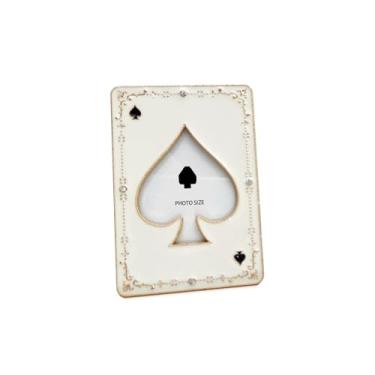 Imagem de IELEPHONIX Mini porta-retrato de metal em forma de coração de cartas de baralho, design de corações e espadas, para amigos amantes, branco, exibição de mesa, imagem aleatória (coração preto)