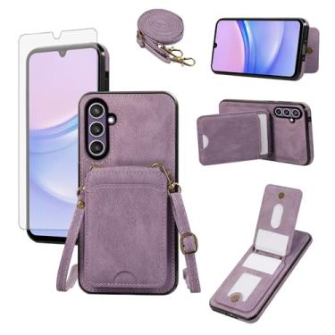 Imagem de Asuwish Capa de telefone para Samsung Galaxy A16 5G/4G Capa carteira com protetor de tela de vidro e alça de pulso transversal de couro flip porta-cartão de crédito acessórios celulares A 16 16A