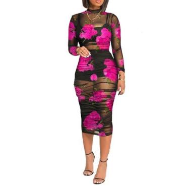 Imagem de Conjunto de roupas de 3 peças, vestido estampado Mojessy Women See Thr