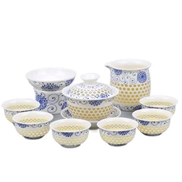Imagem de Conjunto de chá xícaras de chá conjunto de bule de chá chinês conjunto de xícaras de chá de cerâmica conjunto de 9 peças de bule de chá pode ser usado para conjunto de xícaras de chá da tarde em