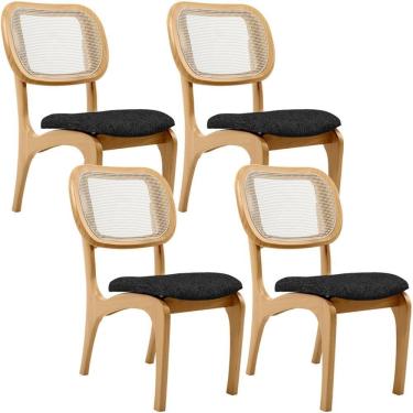 Imagem de Kit 4 Cadeiras Para Sala De Jantar Estofada E Tela Mariah L02 Linho Chumbo