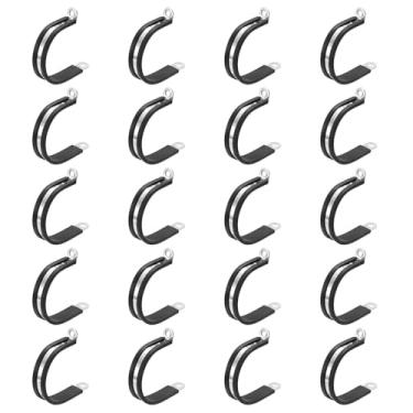 Imagem de HARFINGTON Braçadeira de cabo de aço inoxidável 20 peças de 46 mm (1-13/16 pol.) Braçadeiras de conduíte acolchoadas de borracha para instalação doméstica industrial automotiva fio de tubulação