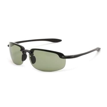 Imagem de FEISEDY Óculos de sol esportivos para homens e mulheres TR90 armação sem aro para corrida, pesca, condução B0349, Verde, 65mm