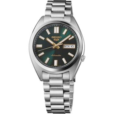Imagem de SEIKO 5 Relógio masculino esportivo automático com caixa de aço inoxidável e ponteiros luminosos - relógios de pulso elegantes, verde