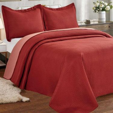 Imagem de Kit Cobre Leito Casal Duas Cores Siena Liso Terracota