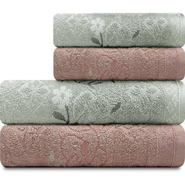 Imagem de Jogo De Toalhas 4 Peças Banho Rosto Algodão Yuna Karsten