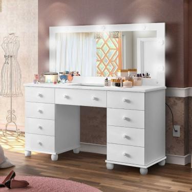 Imagem de Penteadeira Camarim Grande Com Espelho LED 9 Gavetas Moderna