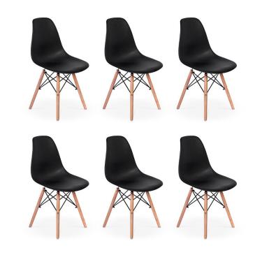 Imagem de Conjunto 6 Cadeiras Charles Eames Eiffel Base Madeira Preta