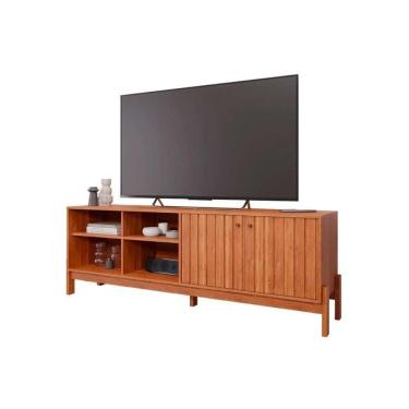 Imagem de Rack Bancada P/ Tv Até 60 Pol Holanda 1.8 Ripado C/ 2 Porta E 4 Nichos 185cm Cinamomo - Permóbili