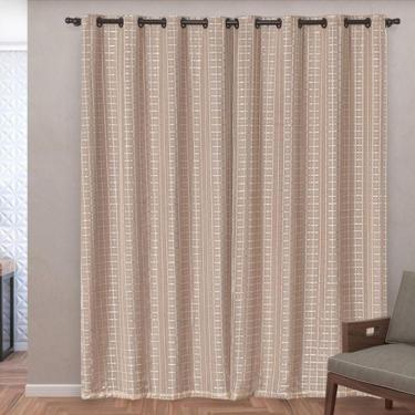 Imagem de Cortina Blackout Pvc Com Tecido Voil Xadrez 2,80 M X 2,30 M - Avelã