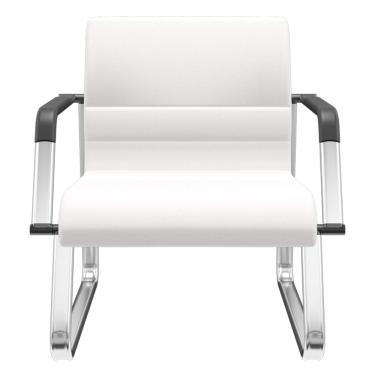 Imagem de Cadeira de Escritório Recepção com Braço Fixa Cromada Lev P03 Vinil Branco - Lyam Decor