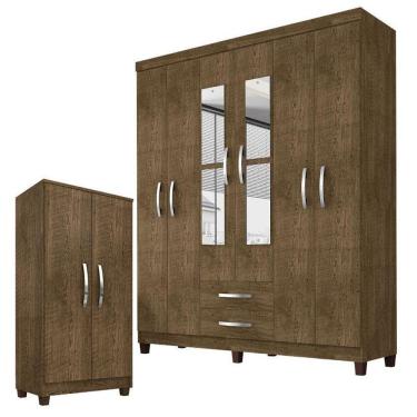Imagem de Guarda Roupa Casal Modena Com Espelho 6 Portas E Multiuso Recife Malbec – Incorplac