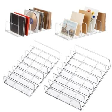 Imagem de Leinuosen Pacote com 4 organizadores de paleta de sombras, 2 tamanhos transparentes de cosméticos, para óculos de sol, CD, capas de telefone, blush, contorno, máscaras faciais, acessórios