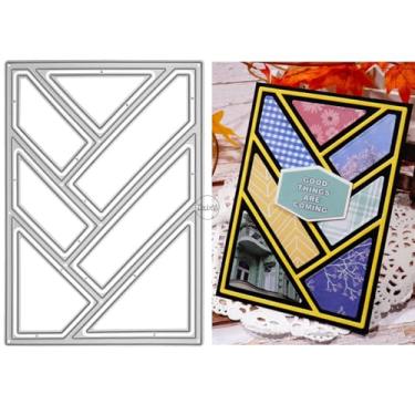 Imagem de DzIxY Placa de fundo geométrico de patchwork, matrizes de corte de metal para kit de confecção de cartões, conjunto de recortes de papel, estêncil, suprimentos, modelos de máquina
