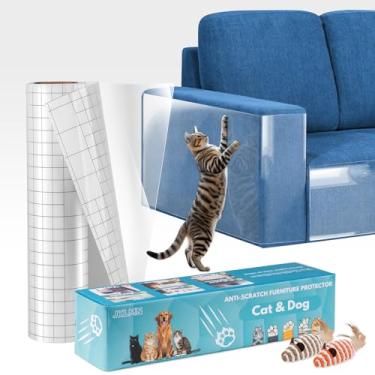 Imagem de Protetor de móveis antiarranhões para gatos – protetor de sofá de vinil transparente de garras de gato, fita antiarranhões para cantos de sofá, protetor de sofá adesivo de um lado para gatos (508 cm x