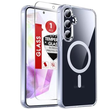 Imagem de LeYi Capa de telefone para Galaxy A35-5G: Capa compatível com Samsung A35 5G [Mag-Safe Fit] com protetor de tela, película fosca translúcida de toque suave e proteção de nível militar Funda para A 35