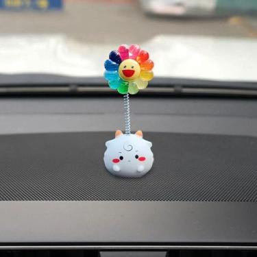 Imagem de Tuxihapp Decoração de painel de carro com flor de animal, lindo enfeite de espelho retrovisor de carro, acessório automotivo universal engraçado para sala de estar, quarto, mesa (ovelhas)
