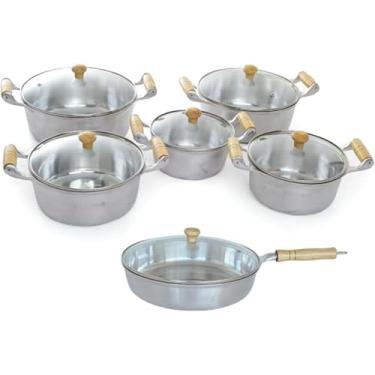 Imagem de Jogo de Panelas Profissional em Alumínio Fundido, 6 Peças, Tampa de Vidro, para Cozinha Moderna