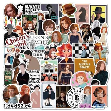 Imagem de Adesivos Queens Chess Anime, pacote de 50 unidades, 4-6 cm, decorativos