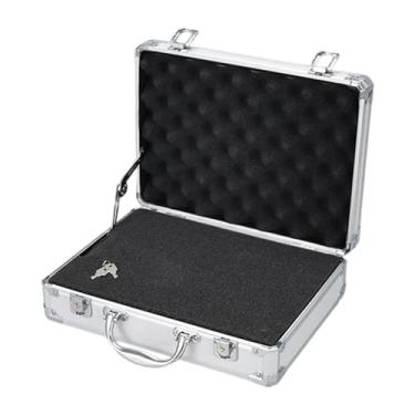 Imagem de Fenteer Caixa de ferramentas organizadora caixa de armazenamento alumínio com inserção de espuma maleta de ferramentas portátil organizadora de ferragens para, Prata, 33x24x10cm