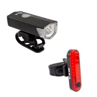 Imagem de Farol Para Bike 120L + Sinalizador Regarregável Vermelho 10L Com USB-GTA