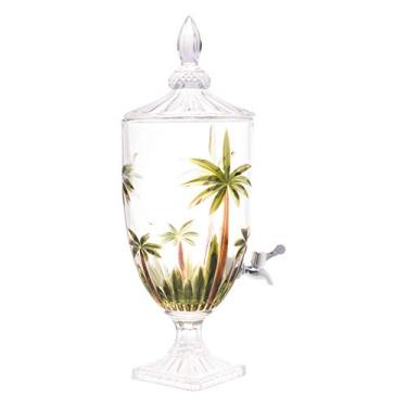 Imagem de WOLFF - Suqueira com Pé e Tampa Palm Tree Handpaint 4,5L Cristal