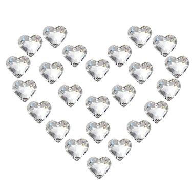 Imagem de HDCRYSTALGIFTS 24 peças de prismas de coração, apanhadores solares, 20 mm, contas de cristal transparentes, arco-íris, apanhadores de sol, candelabro, peças de gota, peças de vidro, decorações de