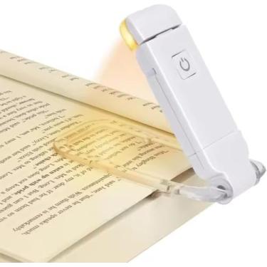 Imagem de Luminária de Leitura LED Recarregável USB, Portátil e Leve 1.38 Onças, Design Compacto com Proteção Ocular, Clipe com Mosquetão Incluso