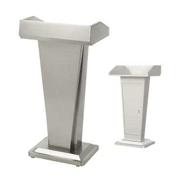 Imagem de SPXMQSS Suporte de púlpito de igreja em pé no chão, suporte de pódio de conferência de aço inoxidável com prateleira de armazenamento para auditório de conferências, sala de aula, escritório, 60 x