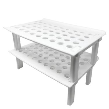 Imagem de U UAIREMSIC Rack de armazenamento de plástico dobrável, pacote com 2, branco – Cesta organizadora empilhável de 25 x 18 x 8,5 cm para bancada, banheiro, cozinha, escritório e despensa – Prateleira que