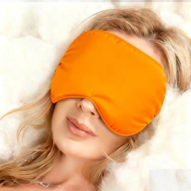Imagem de 1 pç Máscara de Sono de Seda 3D Multicolorida Mulheres Homens Sombreamento Duplo Lado Portátil Viagem Eyepatch Ferramentas de Cuidados com os Olhos, 22 * 12 cm (Laranja)