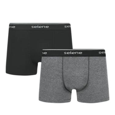 Imagem de Kit c/ 2 Cuecas Boxer Em Algodão Selene 11450, P, Preto mescla e preto