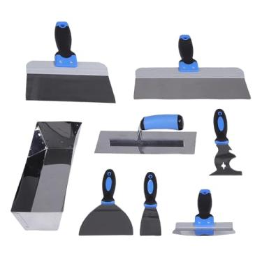 Imagem de Cryfokt Conjunto de Ferramentas para Drywall de Aço Inoxidável de 8 Peças, Espalha e Suaviza Com Eficiência para Reparo e Acabamento de Paredes, Conjunto de Ferramentas de Pintor para Trabalho