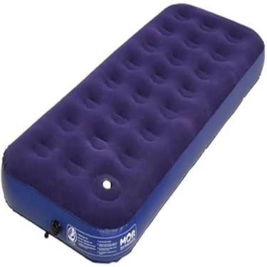 Imagem de Colchao para uma pessoa, azul, leve e inflavel, confortavel, facil de usar, fino, unico, e pronto, macio.