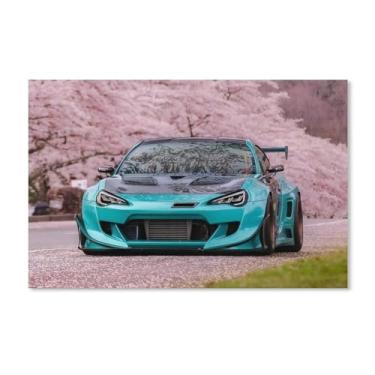 Imagem de SOLSA Pôster de carro Jdm carro brz flores de cerejeira rosa romântico parede estética pôsteres decoração de sala de parede impressões galeria sala decoração de parede para quarto sala de estar