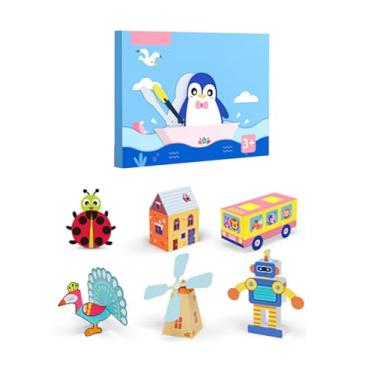 Imagem de Kit de papel origami para crianças, padrões fofos coloridos, atividade artesanal educacional para crianças, jardim de infância, material seguro, exercício, habilidades práticas (Versão Básica)