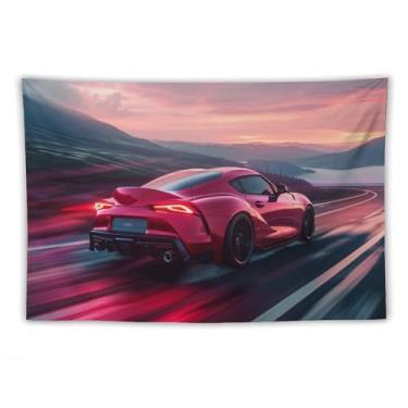 Imagem de HouLaiZhe Tapeçaria de carro Sup Jdm carro esportes velocidade legal pendurar na parede quarto decoração de casa tapeçarias estética piquenique decoração de parede arte de parede para dormitório sala