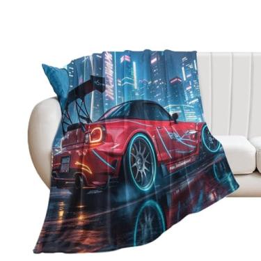 Imagem de HouLaiZhe Cobertor Super Macio Flanela JDM Carro S2000 Neon Cyber Leve Refrigeração Cobertores para Sofá-Cama Cadeira Sofá Carro Viagem ao Ar Livre Leve Quente 178 cm x 203 cm