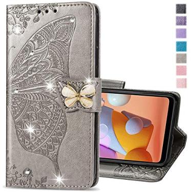 Imagem de COTDINFOR Capa para Google Pixel 10 carteira com glitter com slots de cartão diamante borboleta à prova de choque capa protetora flip feminina para Google Pixel 10/10 Pro cinza cristal