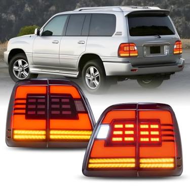 Imagem de HCMOTIONZ Luz traseira de LED compatível com Lexus LX 470 1998-2007 Conjunto de lâmpadas traseiras de animação de inicialização sequenciais, sequenciais, lado do passageiro e do motorista, 2 peças