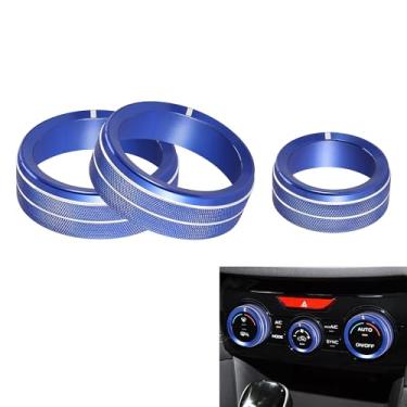 Imagem de TOMALL 3 peças de alumínio AC Climate Knob Covers compatíveis com Subaru Forester 2019-2024, Impreza Crosstrek XV 2018-2023 console central guarnição acessórios interiores do botão interruptor de ar
