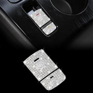 Imagem de TOMALL Capa de freio eletrônico Bling compatível com Nissan Sentra 2020-2023 capa de moldura de botão de estacionamento de carro console central tampas automáticas de freio de mão decorações