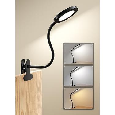Imagem de deeloop Luz de encaixe, luzes de leitura de 0% -100% reguláveis para livros na cabeceira da cama, lâmpada de leitura com clipe de controle de toque de 450 lm, cuidados com os olhos, pescoço de ganso